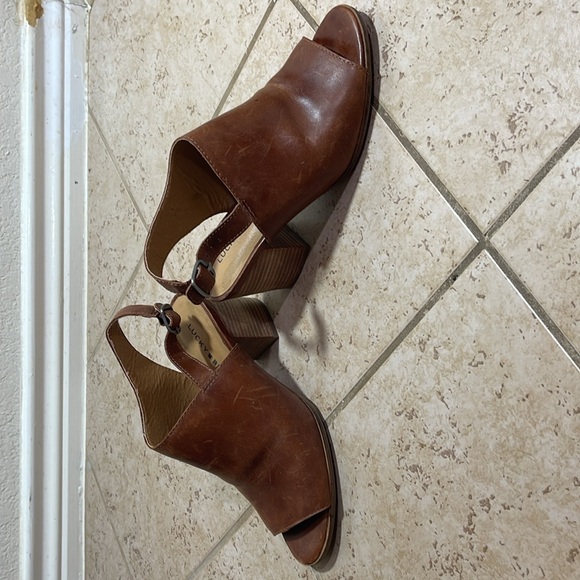 Lucky Brand 
Obelia Cognac Peeptoe Block Heel Sandal - Picture 5 of 5
